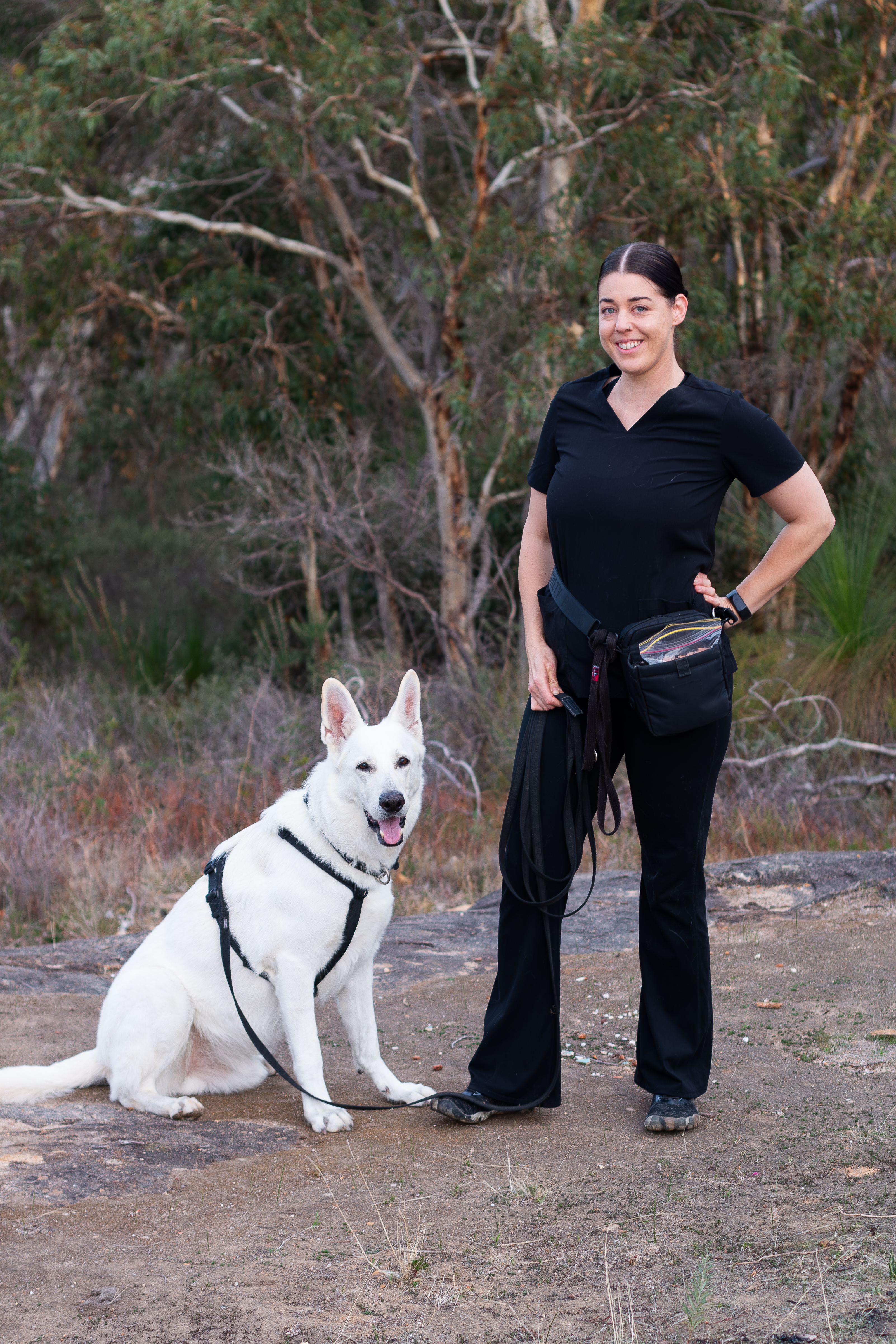 Ashleigh Leece working with a dog