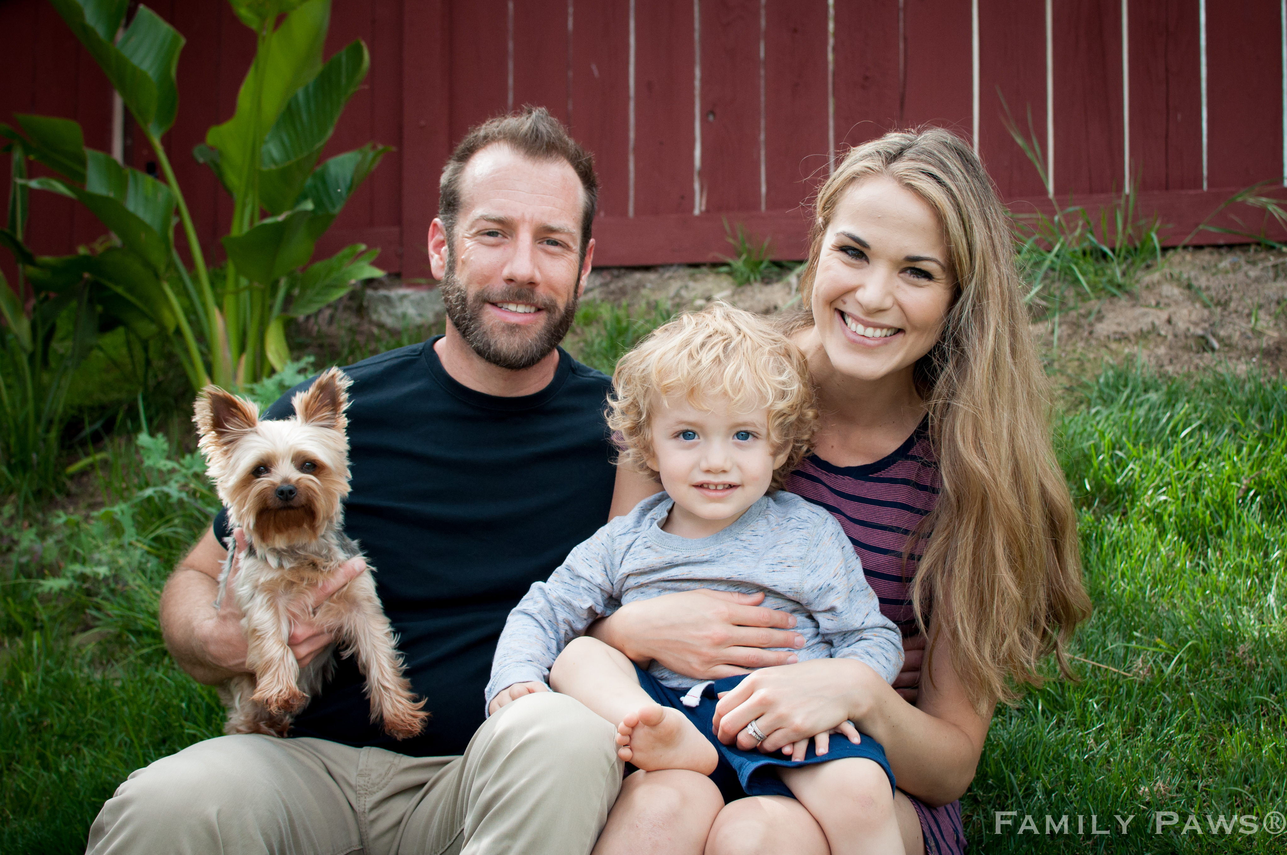 Family with dog and toddler