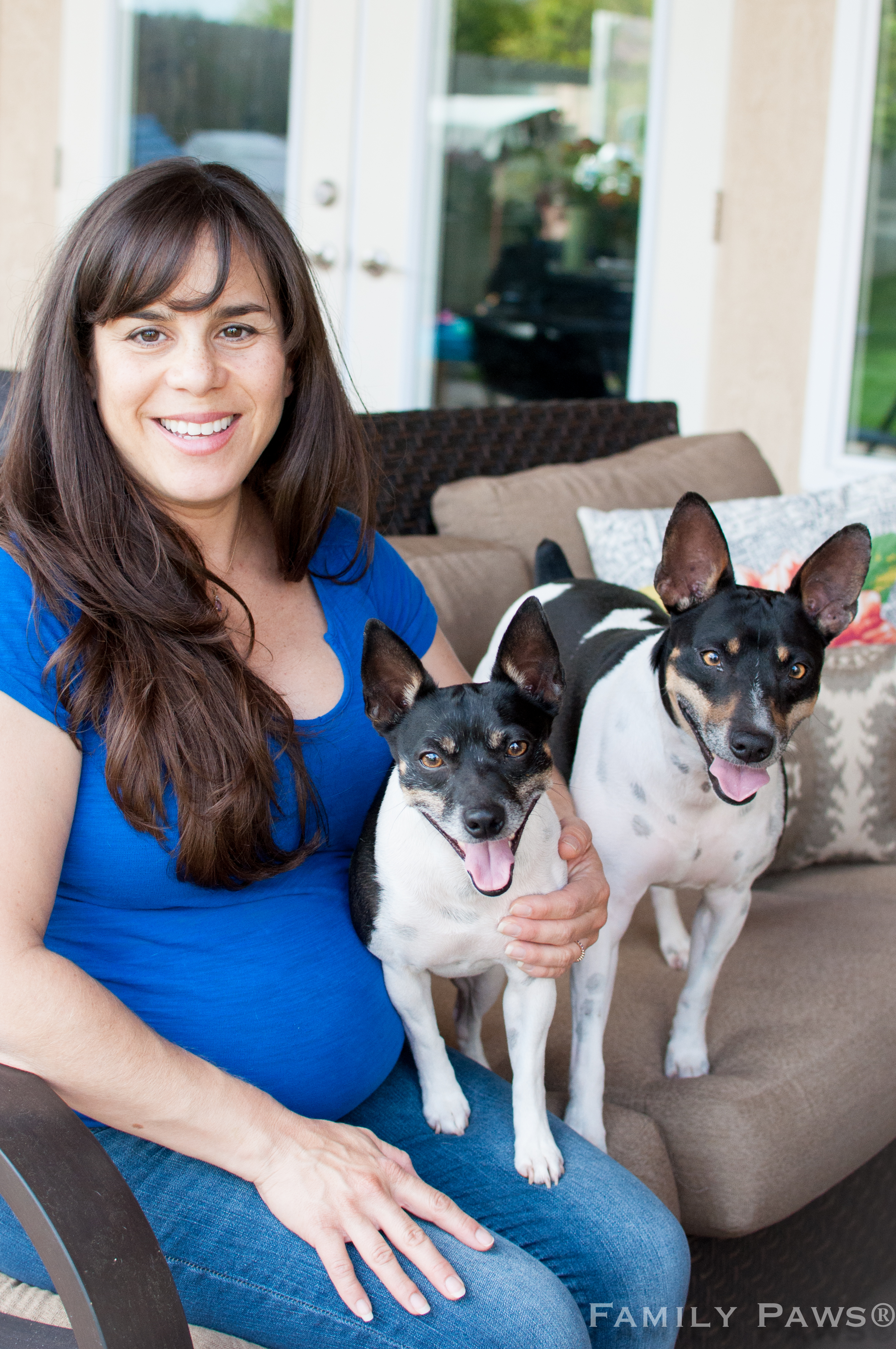 Pregnant woman with dogs